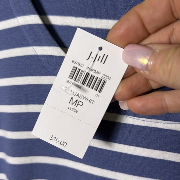 J. Jill NWT Short Sleeve A-Line Scoop Neck Casual Cotton/Modal Stripe Dress M/P - Picture 12 of 14